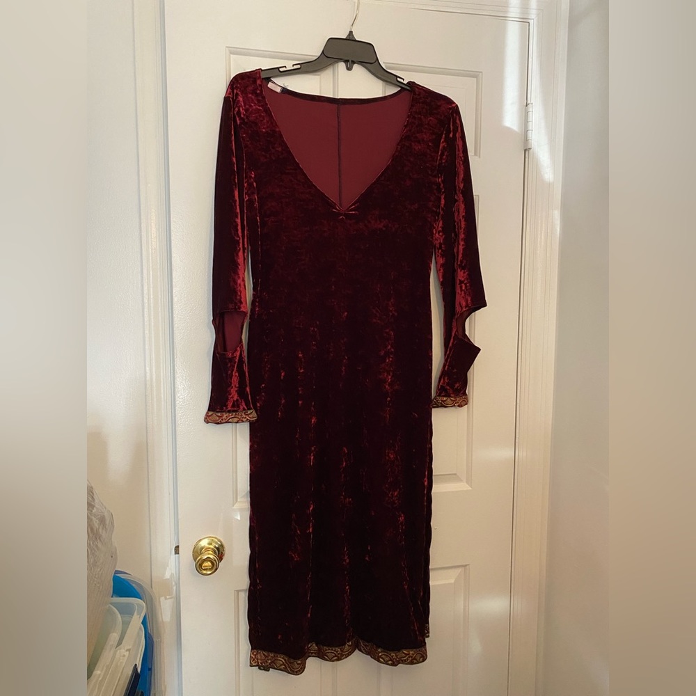 Dress red velvet for cosplay or tribal belly dance - fits size 14